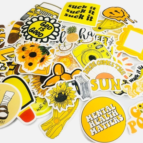 50 Piece Stickers Yellow Vibes Bullet Journal VSCO Sticker Pack [PRICE FIRM] - Picture 1 of 3